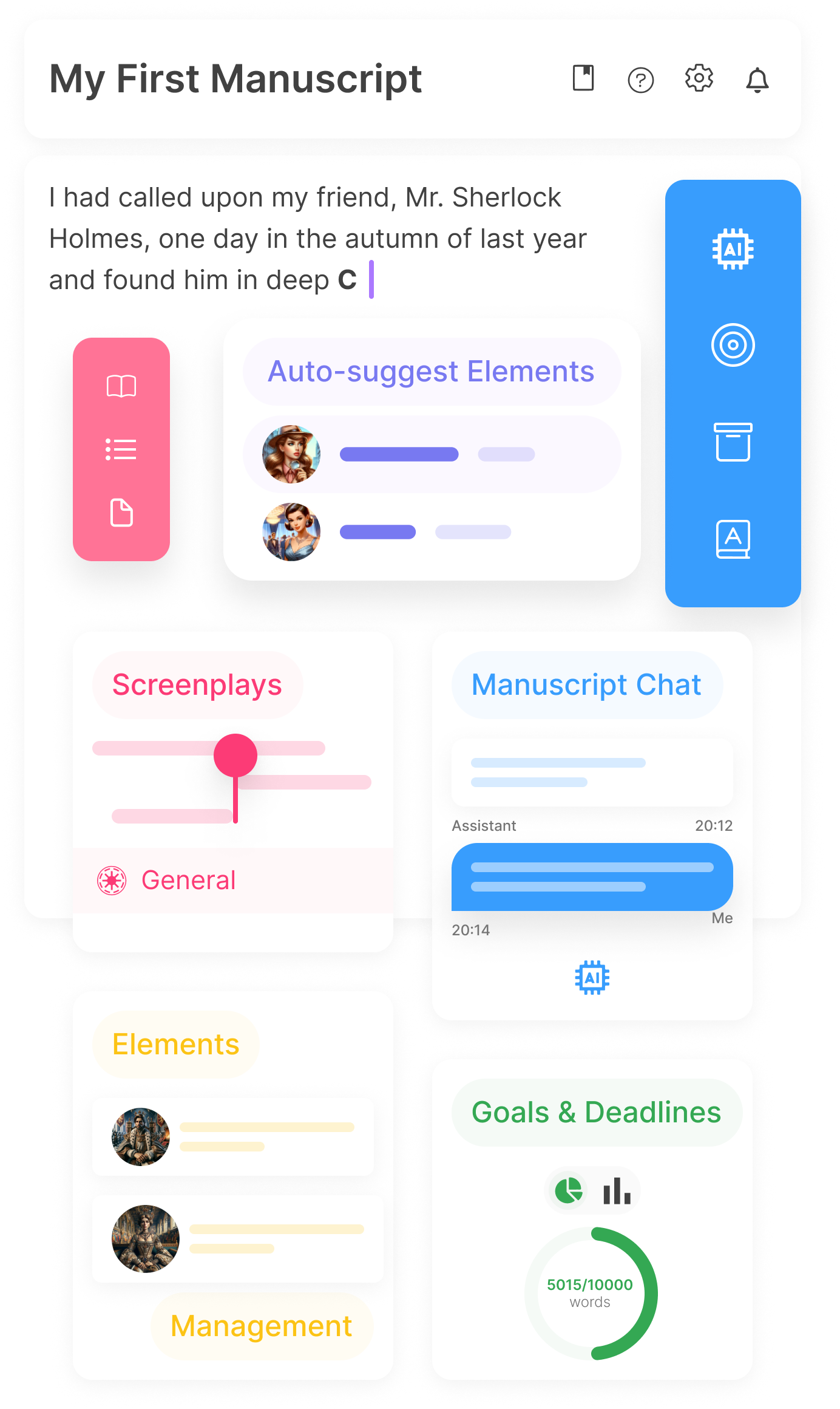 Start your book, plot your screenplay, write your papers, organize your manuscripts, and export it for publishing - all in one place.