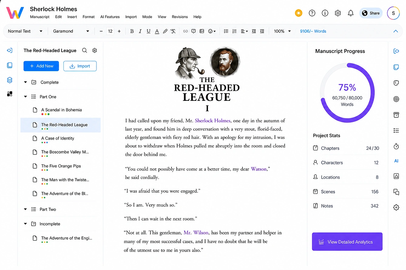 LivingWriter manuscript editor